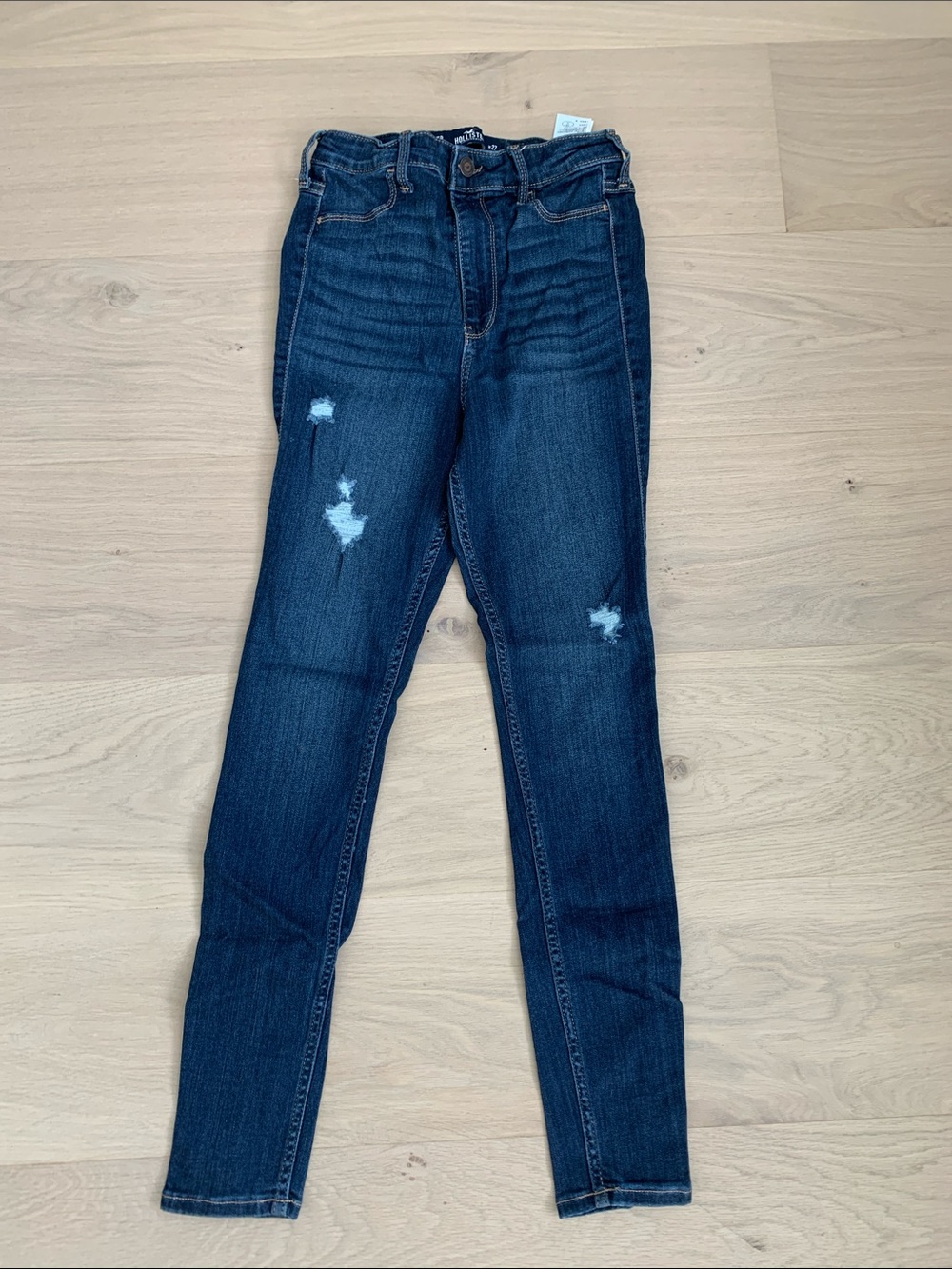 Hollister Dark Indigo Distressed Skinny Jeans